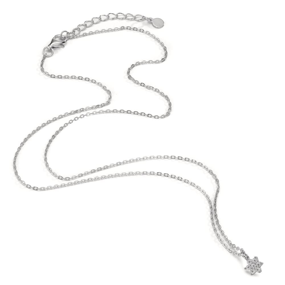 Collier Argent Zircone Rhodié Fleur 42-45 cm