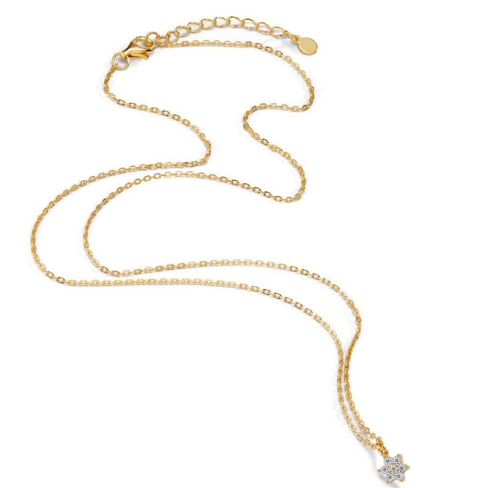 Collier Argent Zircone jaune Plaqué or Fleur 42-45 cm