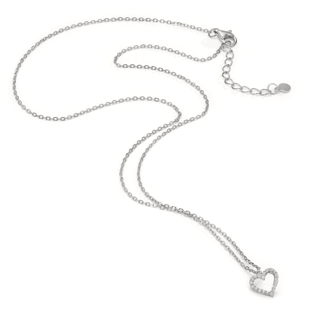 Collier Argent Zircone Rhodié Coeur 42-45 cm