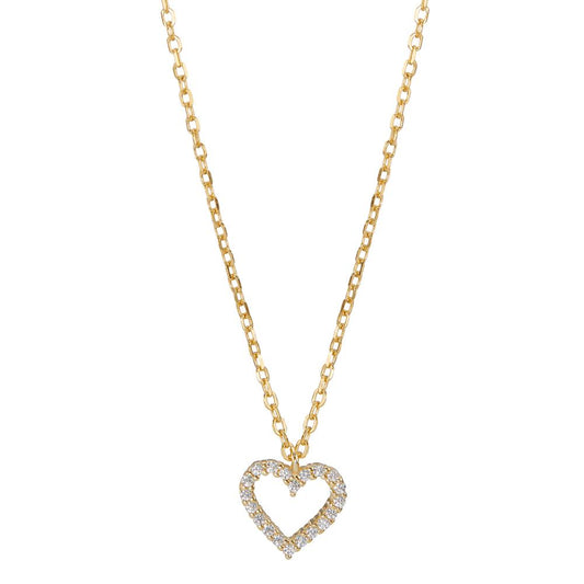 Collier Argent Zircone jaune Plaqué or Coeur 42-45 cm