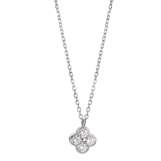 Collier Silber Zirkonia 4 Steine rhodiniert Blume verstellbar Ø7.5 mm