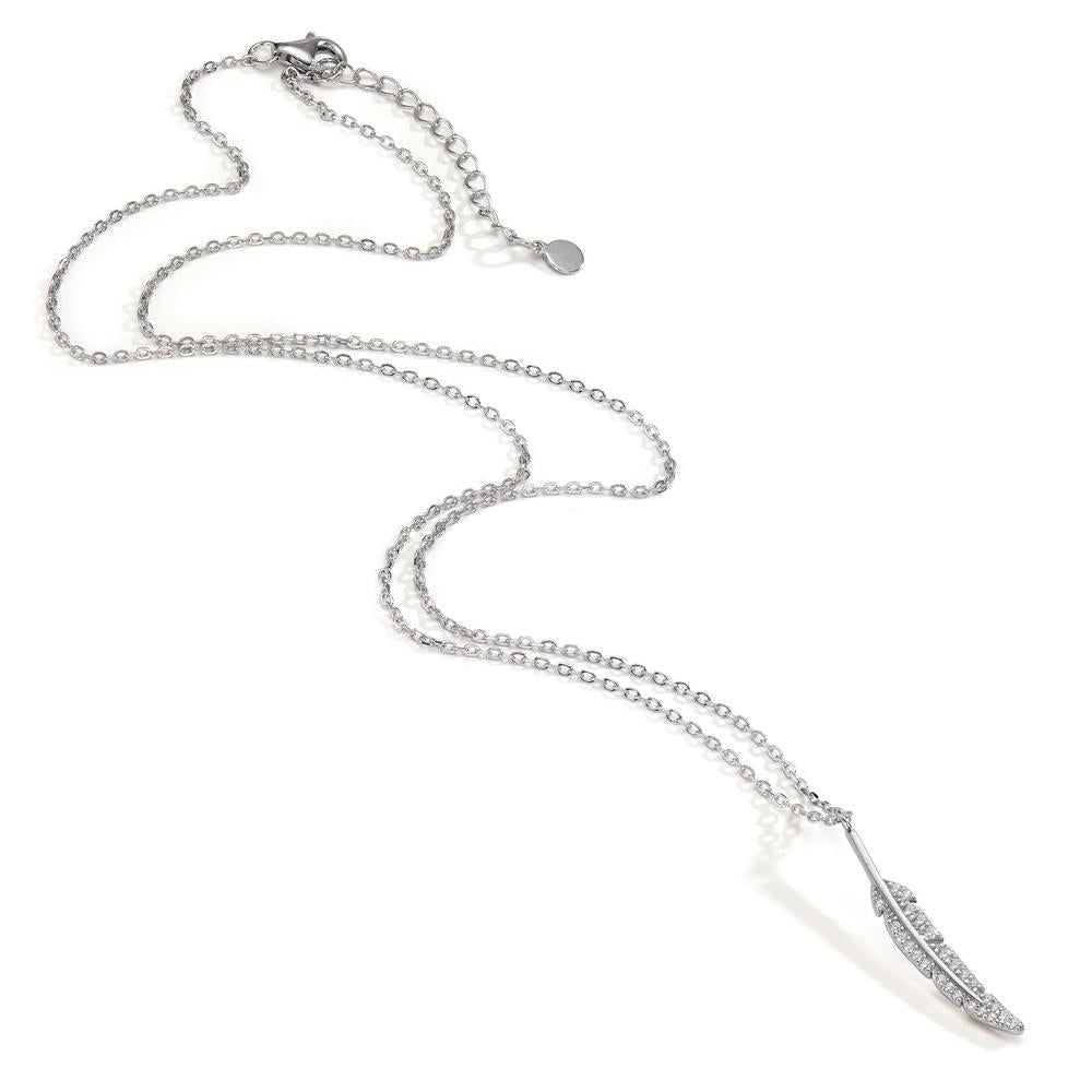 Collier Argent Zircone Rhodié Plume 42-45 cm