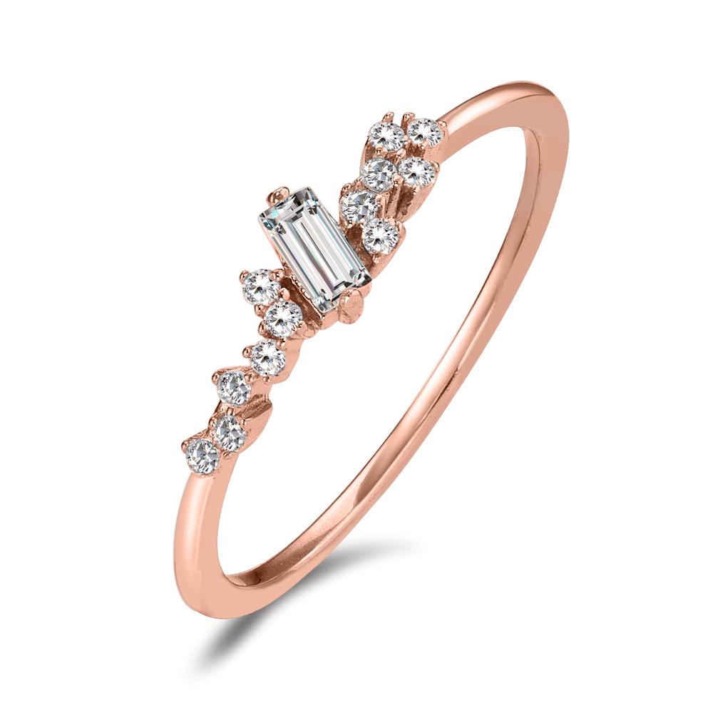 Bague Argent Zircone 13 Pierres rosé Plaqué or