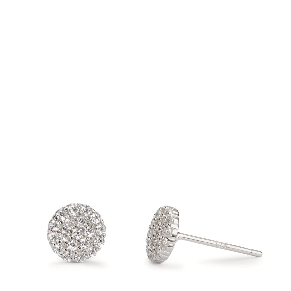 Clous d'oreilles Argent Zircone Rhodié Ø7 mm