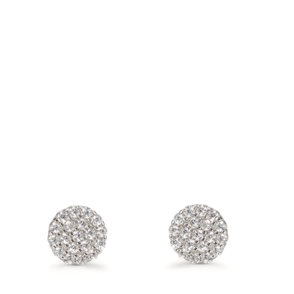 Clous d'oreilles Argent Zircone Rhodié Ø7 mm