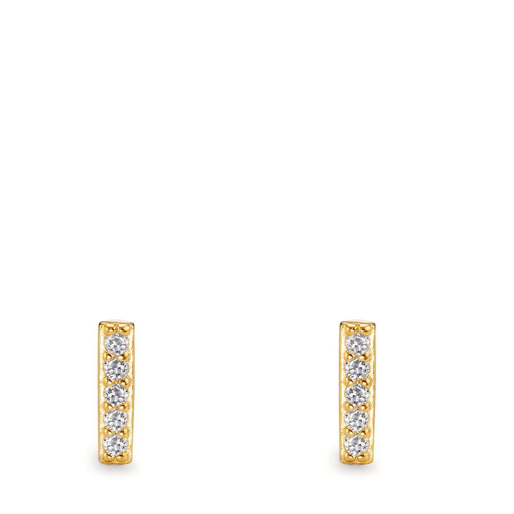 Clous d'oreilles Argent Zircone 10 Pierres jaune Plaqué or