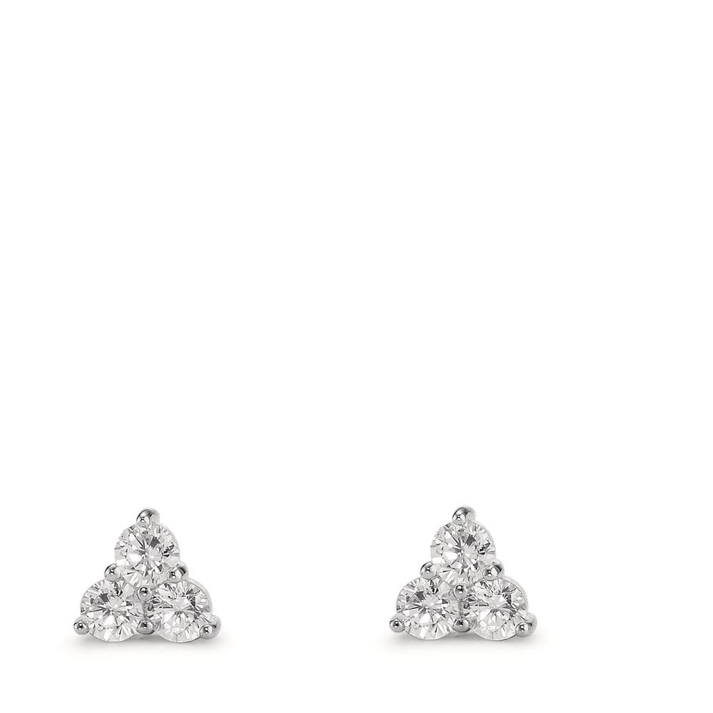 Clous d'oreilles Argent Zircone 6 Pierres Rhodié Ø5 mm