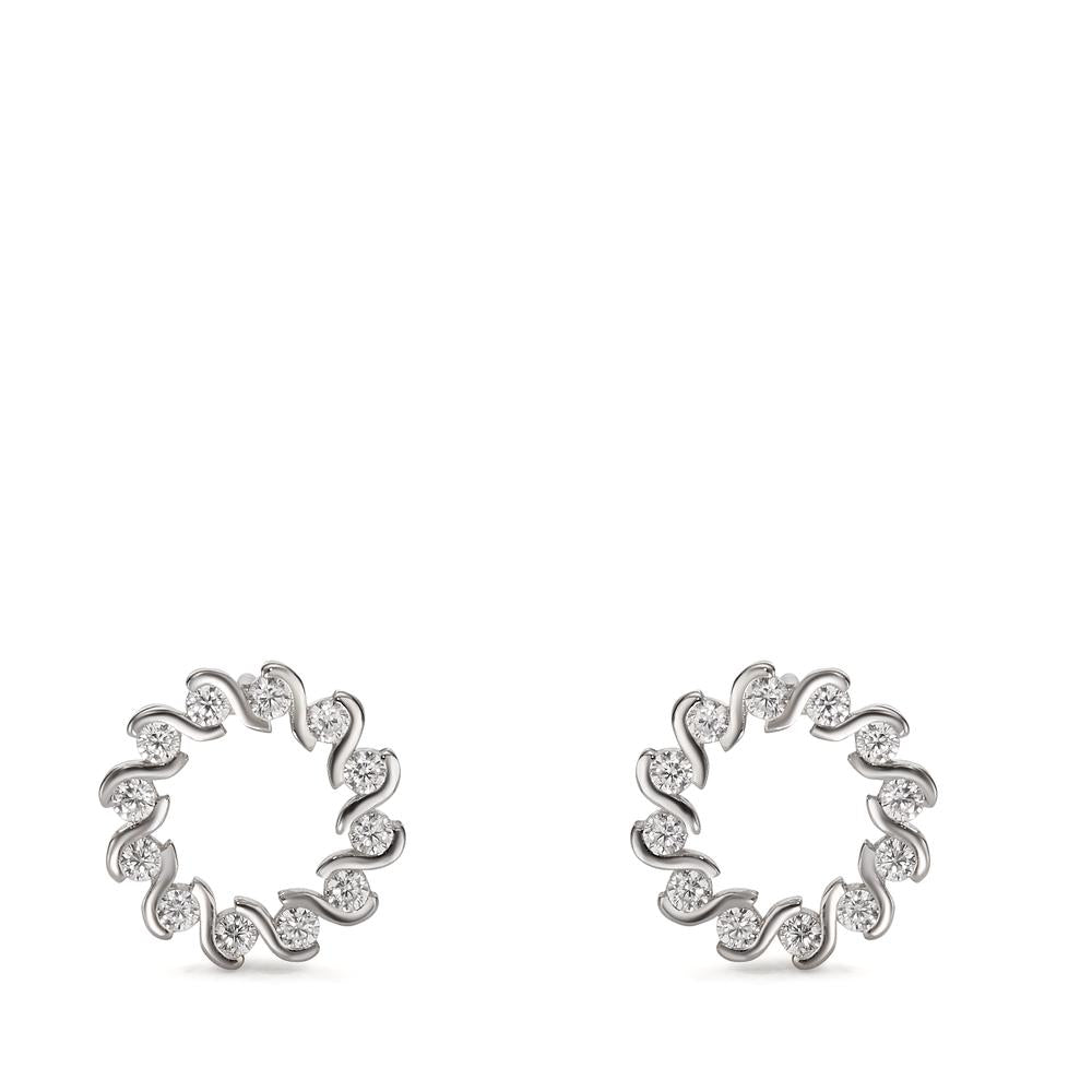 Clous d'oreilles Argent Zircone 24 Pierres Rhodié Ø10 mm