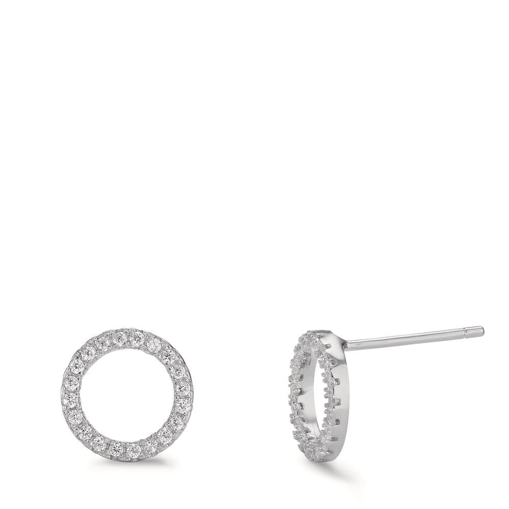 Clous d'oreilles Argent Zircone Rhodié Ø9 mm