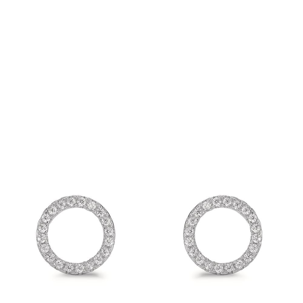 Clous d'oreilles Argent Zircone Rhodié Ø9 mm