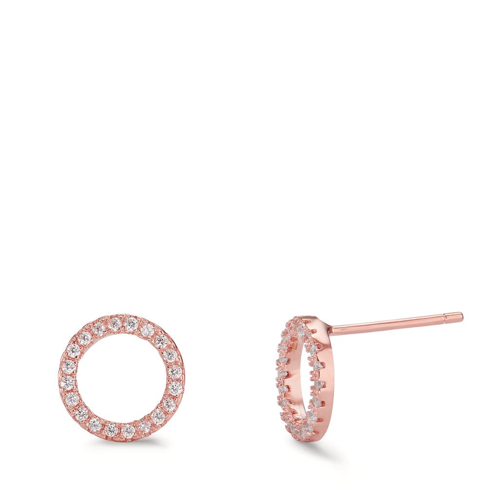 Clous d'oreilles Argent Zircone rosé Plaqué or Ø9 mm