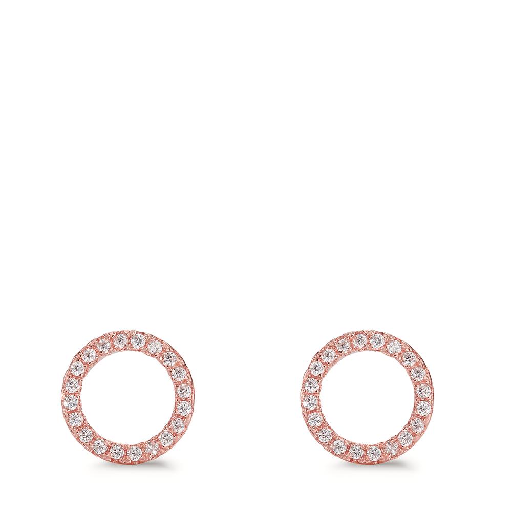 Clous d'oreilles Argent Zircone rosé Plaqué or Ø9 mm