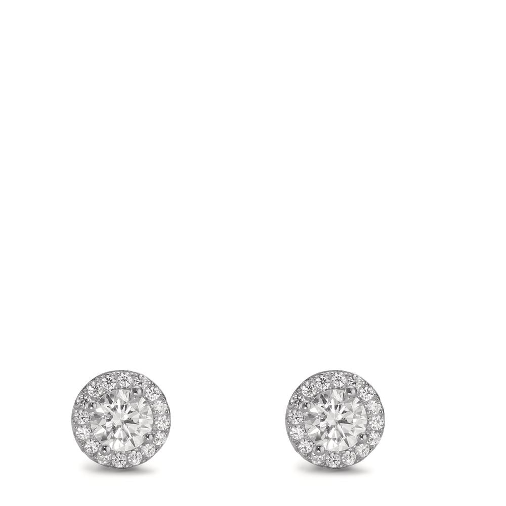 Clous d'oreilles Argent Zircone Rhodié Ø7 mm