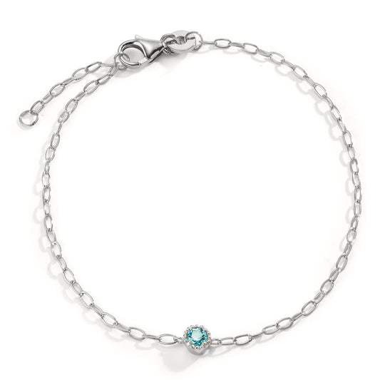 Armband Silber Zirkonia aqua rhodiniert verstellbar