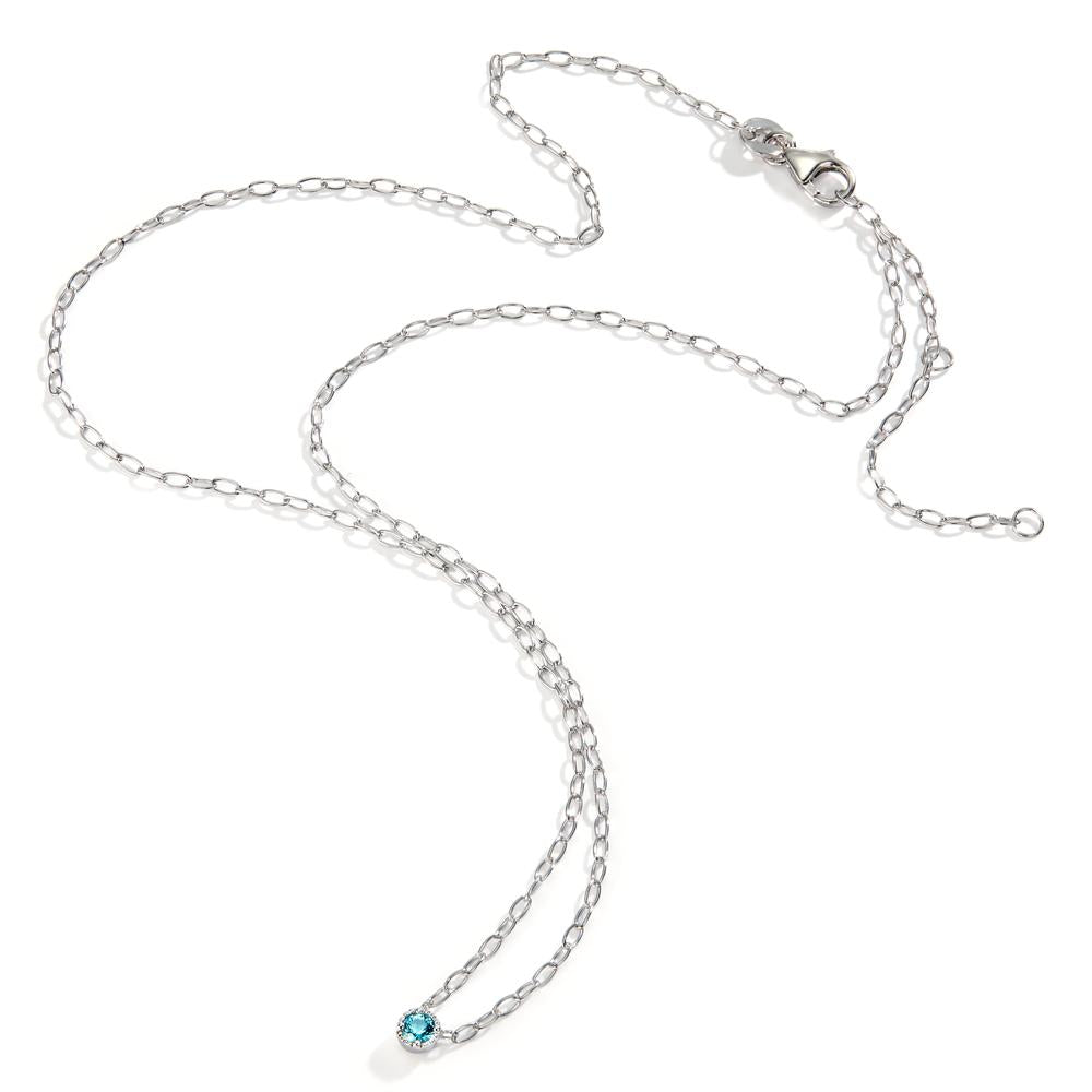 Collier Argent Zircone aqua Rhodié 40-45 cm