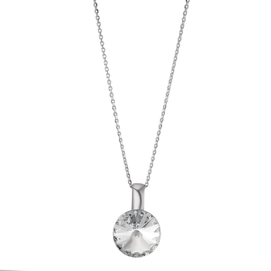 Chaînette avec pendentif Argent Zircone blanc, 2 Pierres Rhodié 43-47 cm Ø12 mm