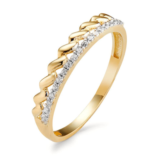 Fingerring 375/9 K Gelbgold Zirkonia 20 Steine