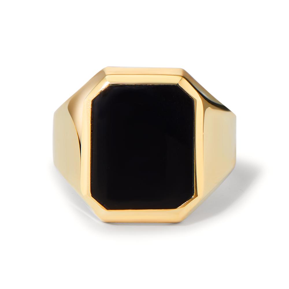 Bague Or jaune 9K Onyx