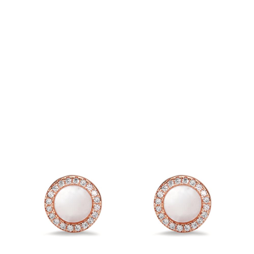 Clous d'oreilles Argent Zircone rosé Plaqué or nacre Ø9.5 mm