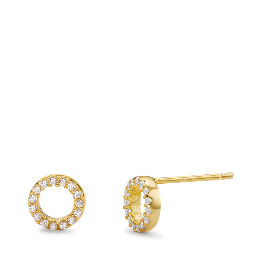 Clous d'oreilles Argent Zircone jaune Plaqué or Ø6.5 mm