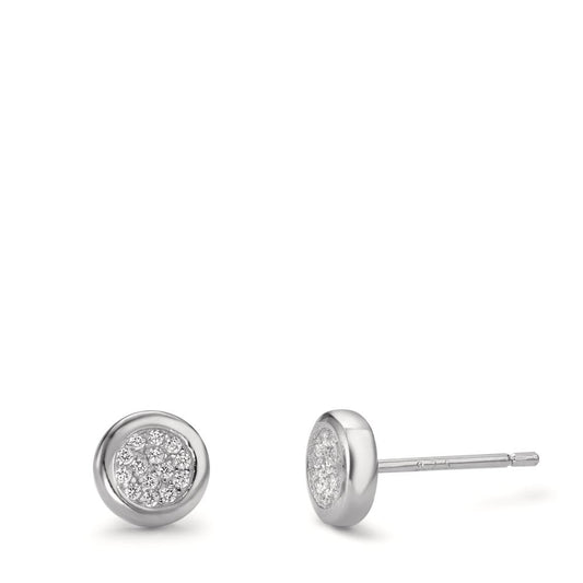 Clous d'oreilles Argent Zircone Rhodié Ø6.5 mm