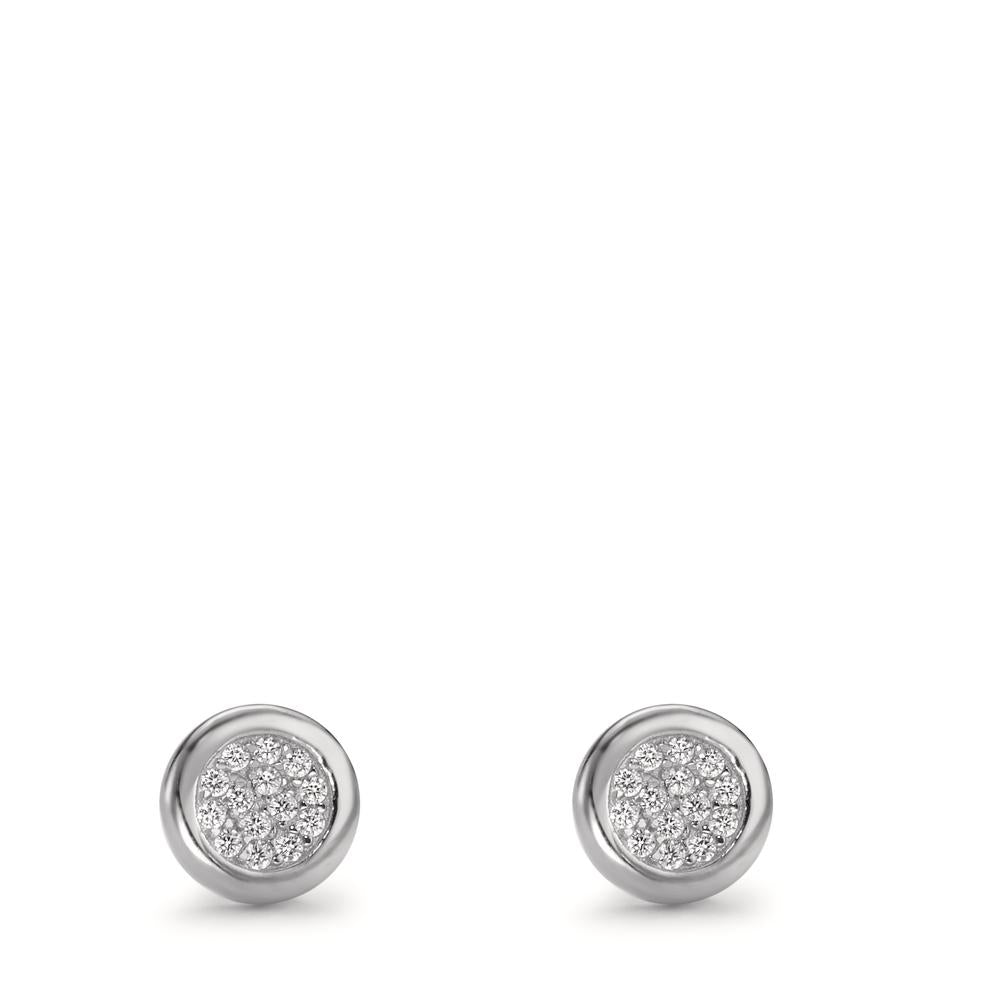 Clous d'oreilles Argent Zircone Rhodié Ø6.5 mm