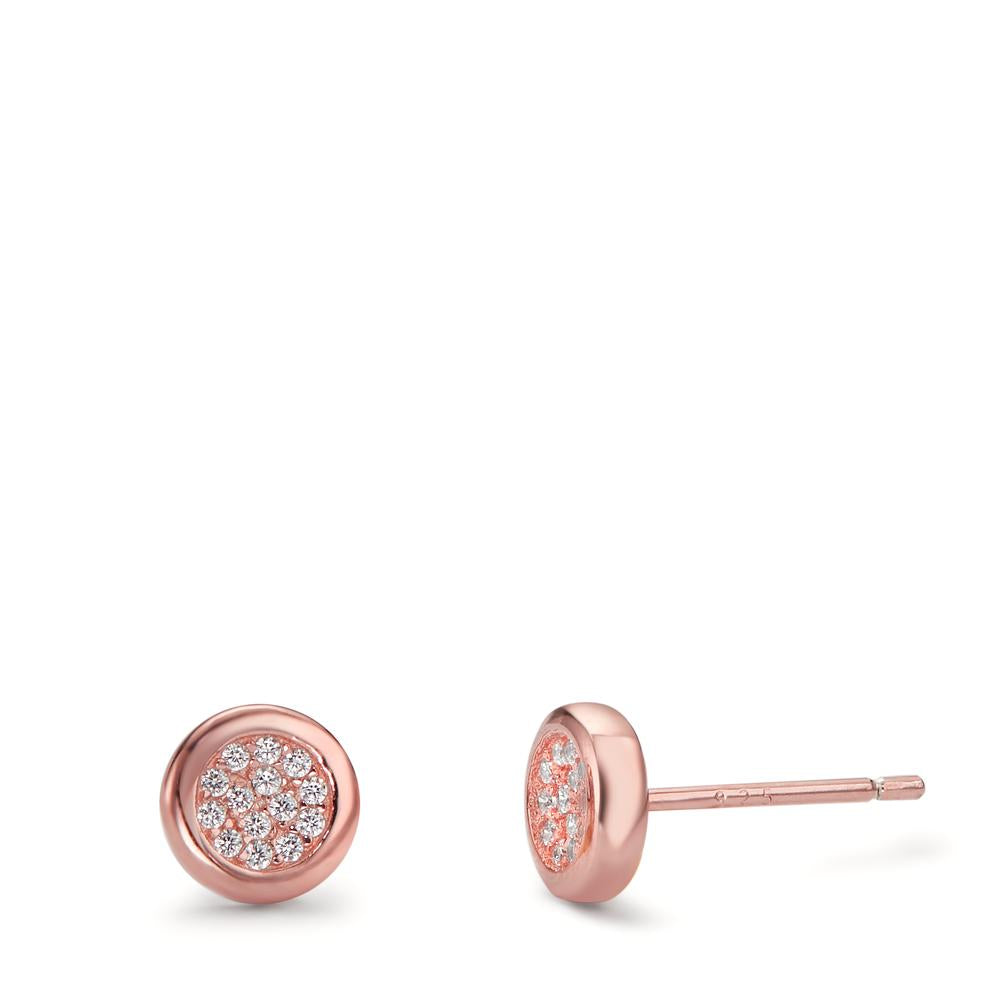 Clous d'oreilles Argent Zircone rosé Plaqué or Ø6.5 mm