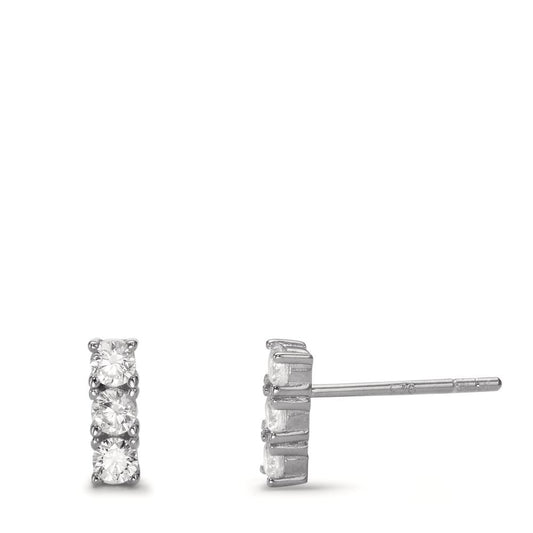 Clous d'oreilles Argent Zircone 6 Pierres Rhodié