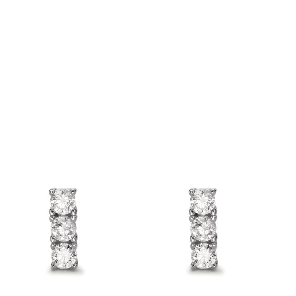 Clous d'oreilles Argent Zircone 6 Pierres Rhodié