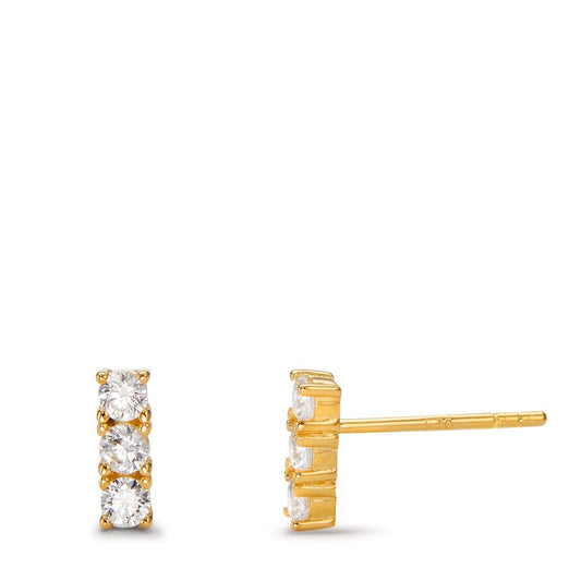 Clous d'oreilles Argent Zircone 6 Pierres jaune Plaqué or