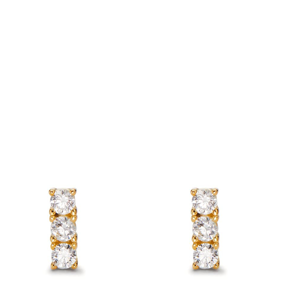 Clous d'oreilles Argent Zircone 6 Pierres jaune Plaqué or