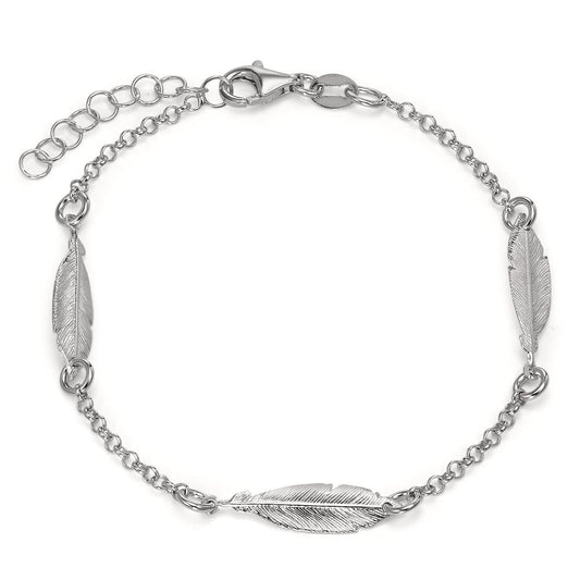 Bracelet Argent Rhodié Plume 17-19 cm