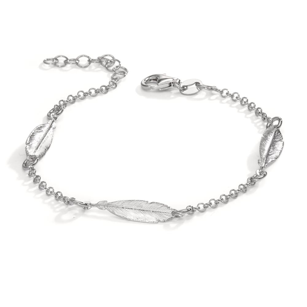 Bracelet Argent Rhodié Plume 17-19 cm