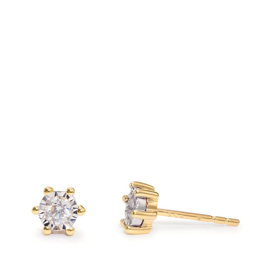 Clous d'oreilles Or jaune 18K Diamant 0.20 ct, 2 Pierres, w-si Ø5 mm