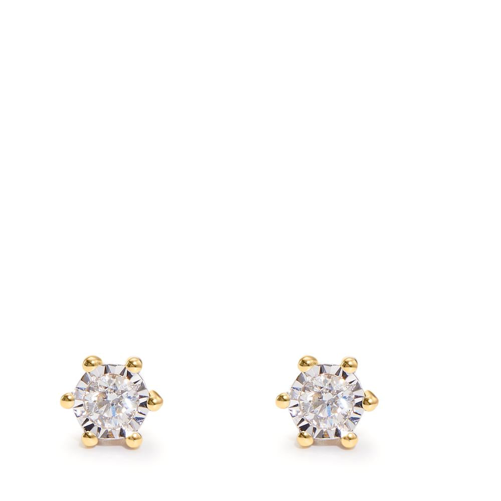 Clous d'oreilles Or jaune 18K Diamant 0.20 ct, 2 Pierres, w-si Ø5 mm