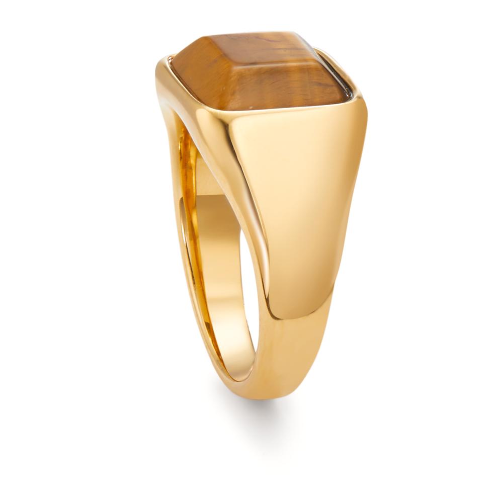 Bague Acier inoxydable L’œil de tigre jaune PVD