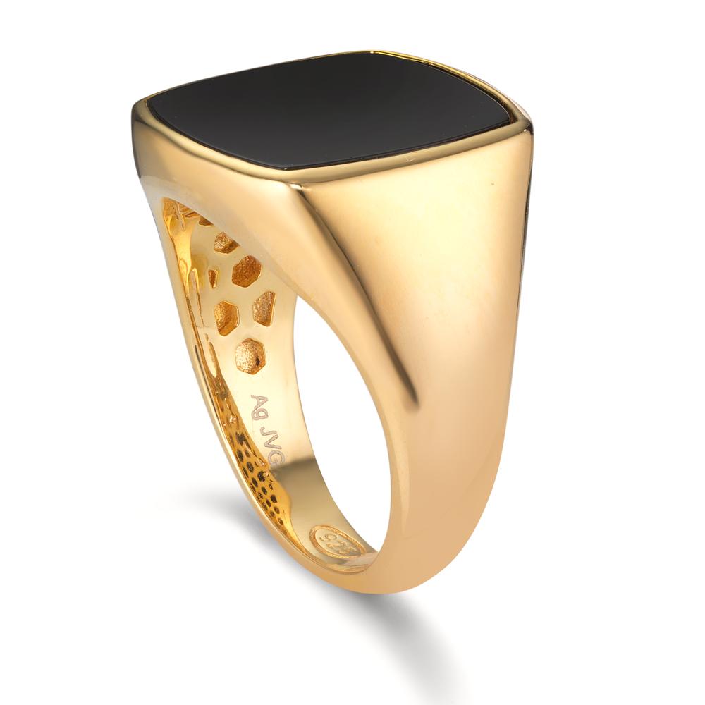 Bague Argent Onyx jaune Plaqué or