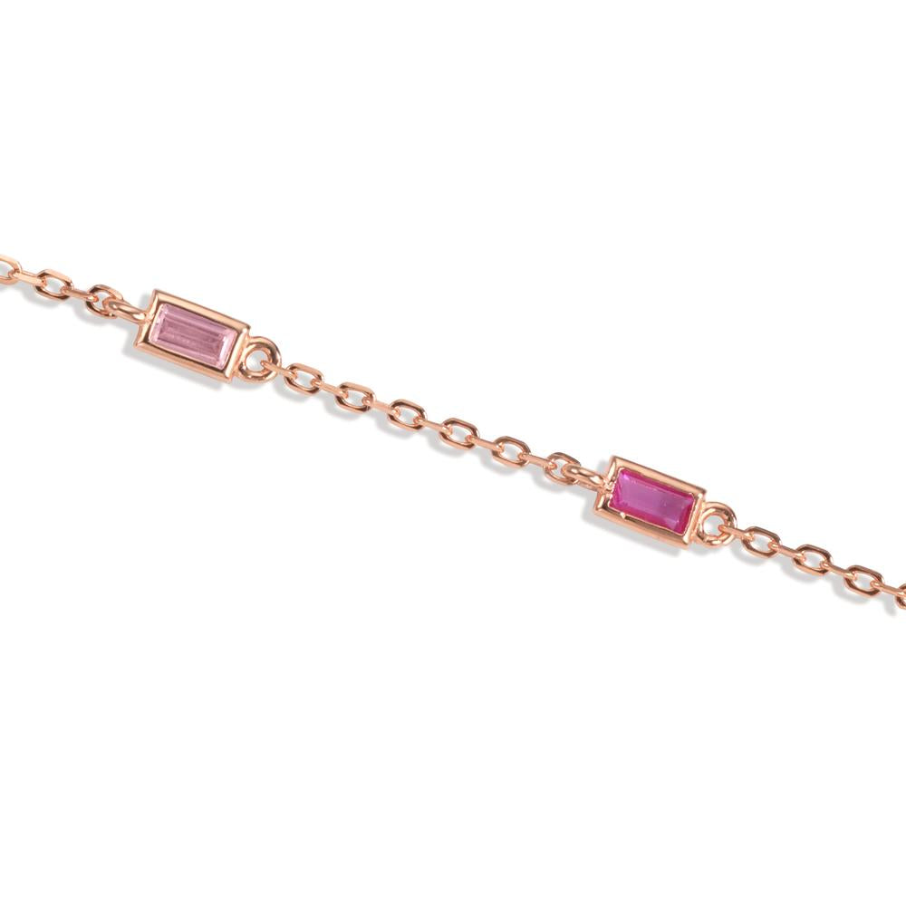 Bracciale Argento Zirconia rosa, 5 pietra rosa dorato 16-18.5 cm