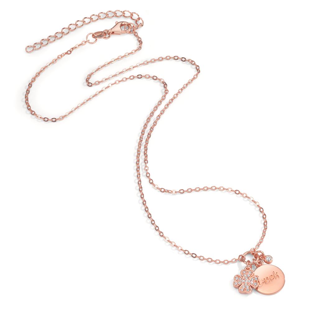 Collier Silber Zirkonia rosé vergoldet Kleeblatt verstellbar