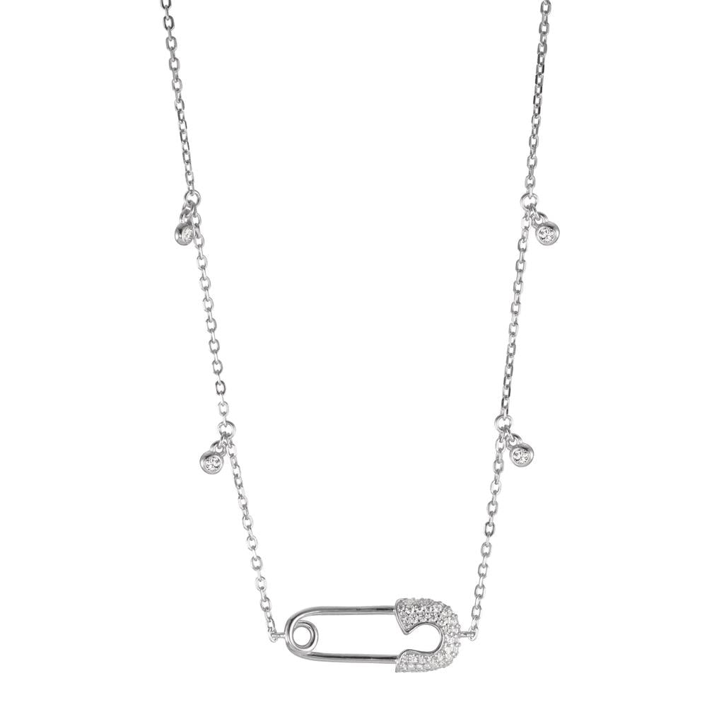 Collier Argent Zircone Rhodié Épingle à nourrice 40-45 cm