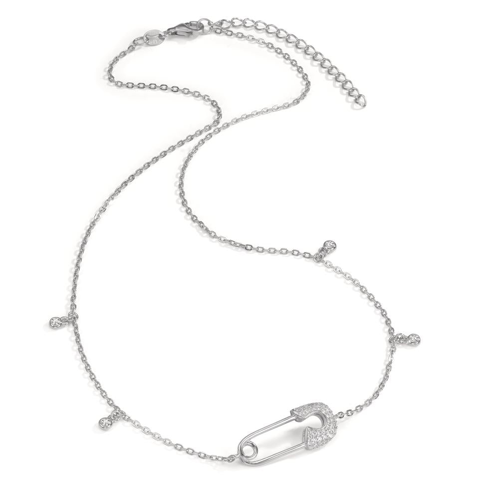 Collier Argent Zircone Rhodié Épingle à nourrice 40-45 cm