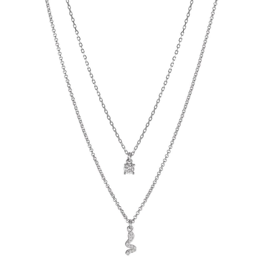 Collier Silber Zirkonia 13 Steine rhodiniert Schlange verstellbar