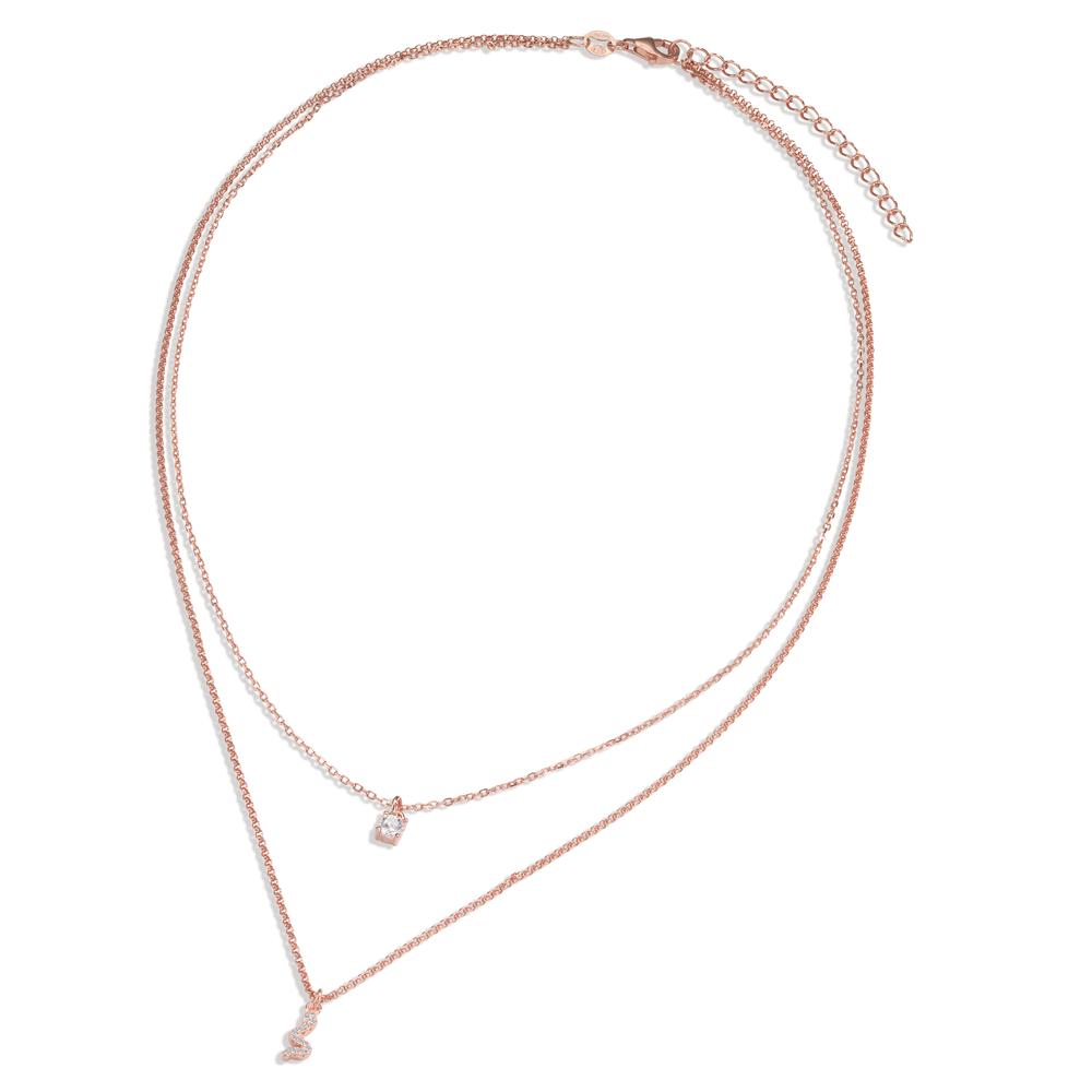 Collana Argento Zirconia 13 pietra rosa dorato Linea 40-44 cm