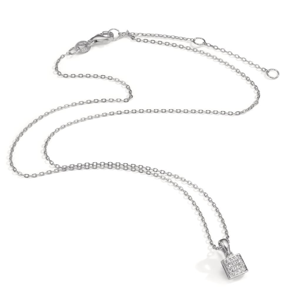 Collier Silber Zirkonia 16 Steine rhodiniert verstellbar