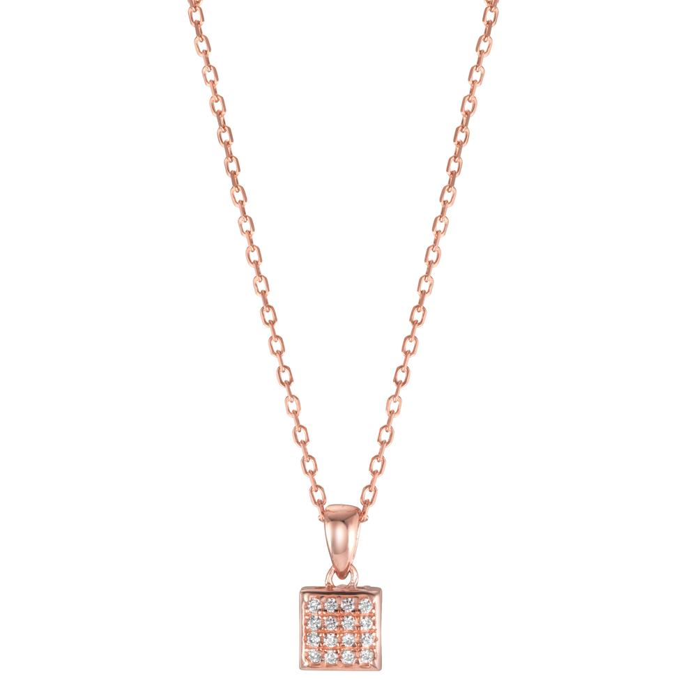 Collana Argento Zirconia 16 pietra rosa dorato 40-45 cm