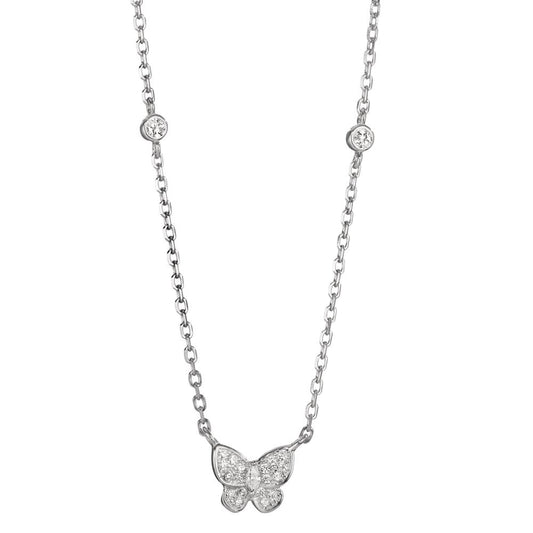 Collier Argent Zircone Rhodié Papillon 40-45 cm