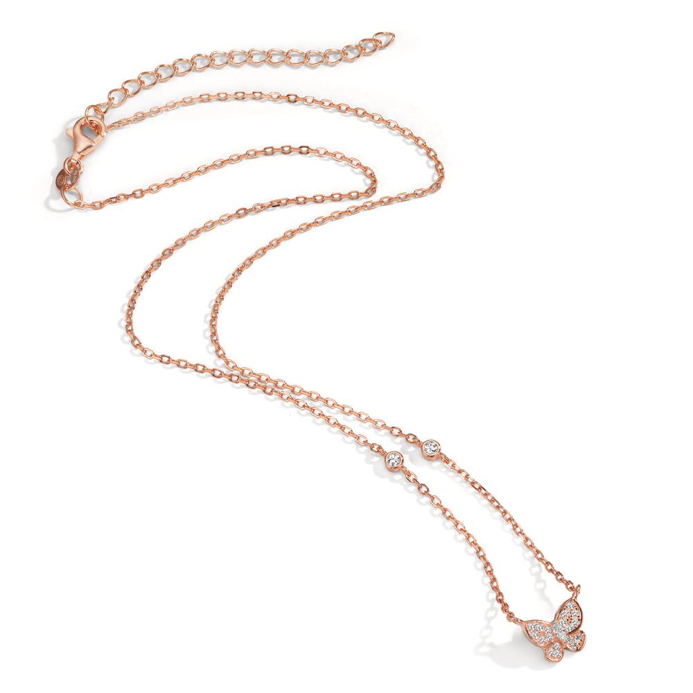 Collana Argento Zirconia rosa dorato Farfalla 40-45 cm