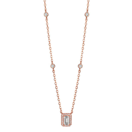 Collier Argent Zircone rosé Plaqué or 40-45 cm