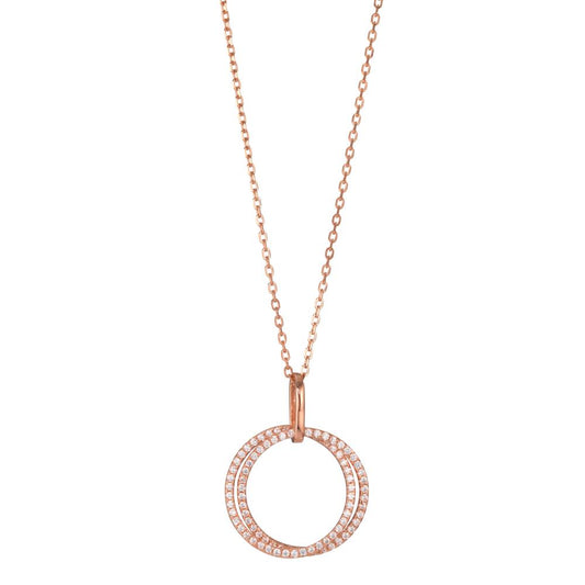 Collier Argent Zircone rosé Plaqué or 40-45 cm Ø20 mm