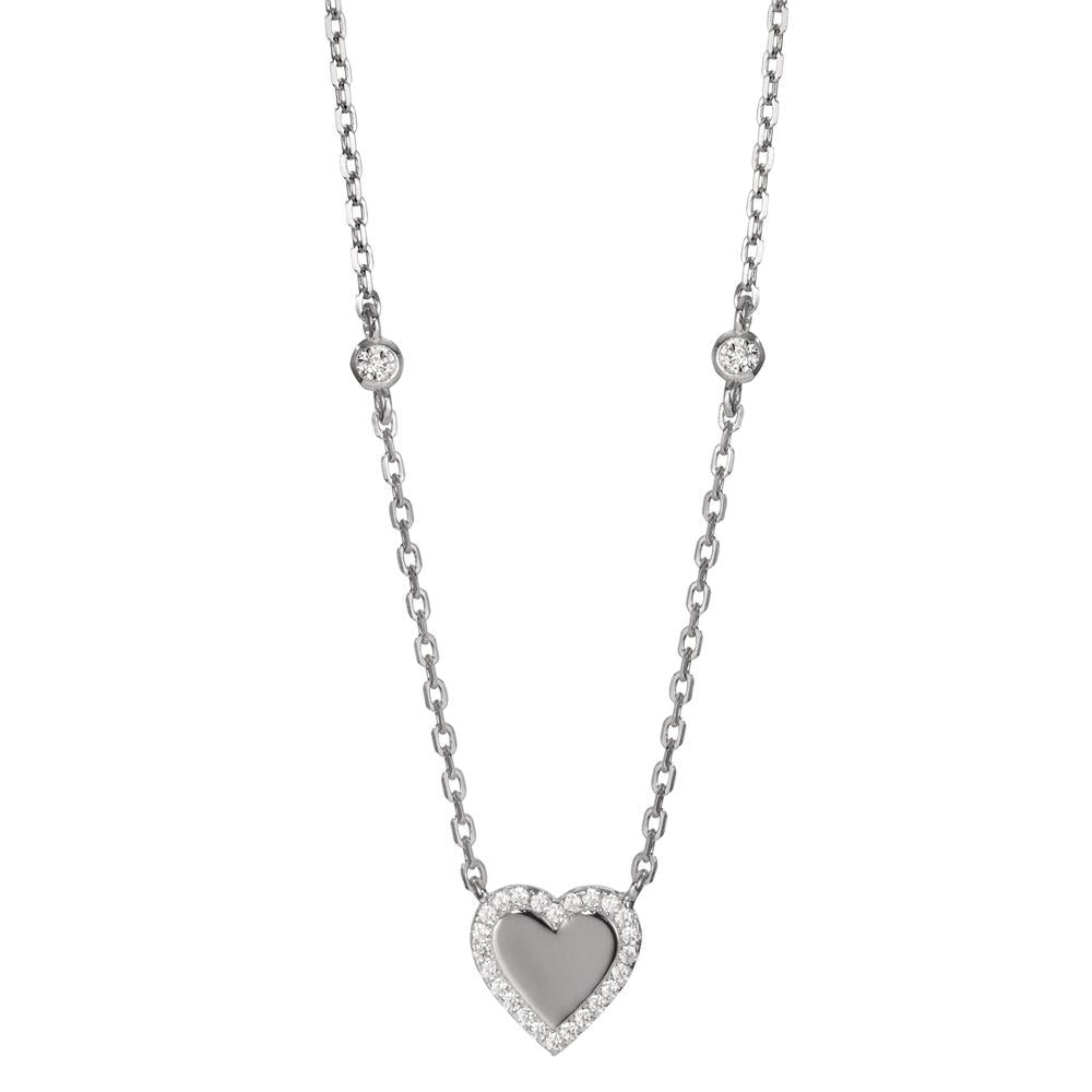 Collier Argent Zircone Rhodié Coeur 40-45 cm